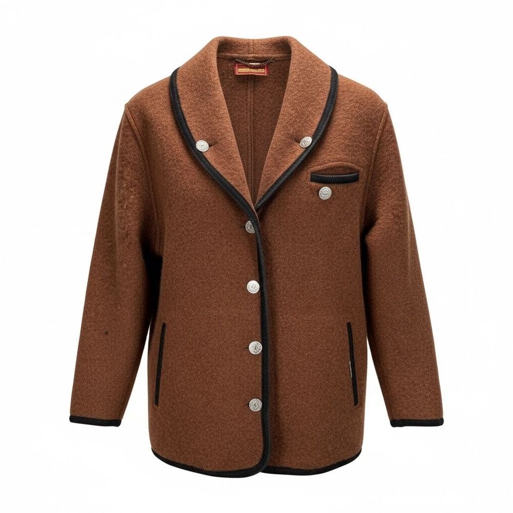 Vintage Geiger Austria Wool Jacket 42 Brown Boiled Wool Alpine